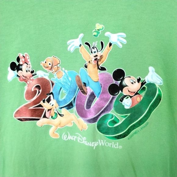 Disney Shirt Girl's Green 2009 Hooded Long Sleeve Logo  Size Large - Picture 2 of 9